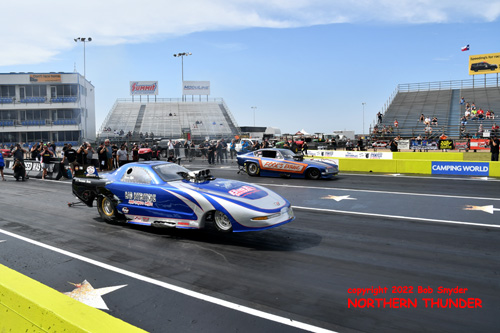 Chance Biffle - 'Bad Intentions' (near lane) vs 
Terry Haddock - 'Fool's Errand' (far lane)